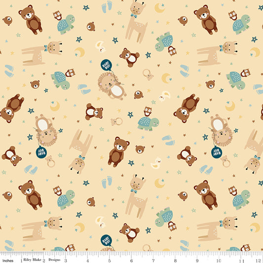 Baby Boy Animals Yellow by Lori Whitlock for Riley Blake Designs, C16761-YELLOW, 1/2 yard increments