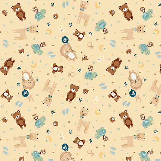 Baby Boy Animals Yellow by Lori Whitlock for Riley Blake Designs, C16761-YELLOW, 1/2 yard increments