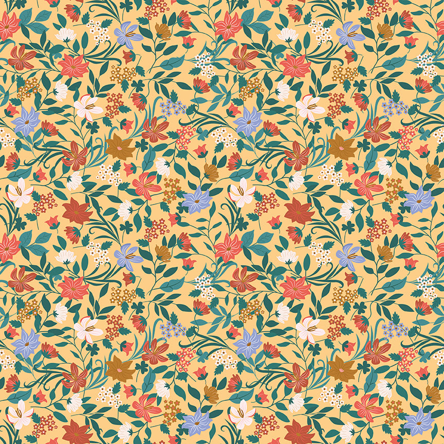 Thimbelina & the Sewing Fairies Garden Honey by Jennifer Long for Riley Blake Fabrics C16862-HONEY, 1/2 yard increments
