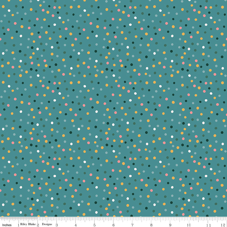 Thimbelina & the Sewing Fairies Dotty Rain by Jennifer Long for Riley Blake Fabrics C16864-RAIN, 1/2 yard increments