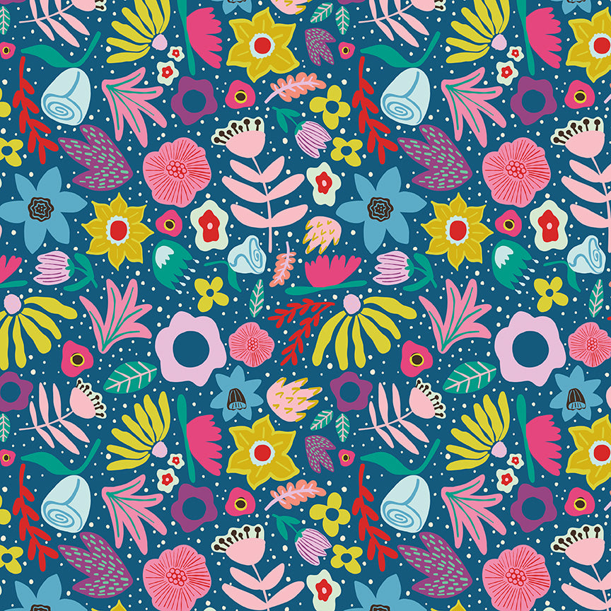 The Genesis of a Journey Along the Way Denim by Genesis Hall for Riley Blake Designs, C16931-DENIM, 1/2 yard increments