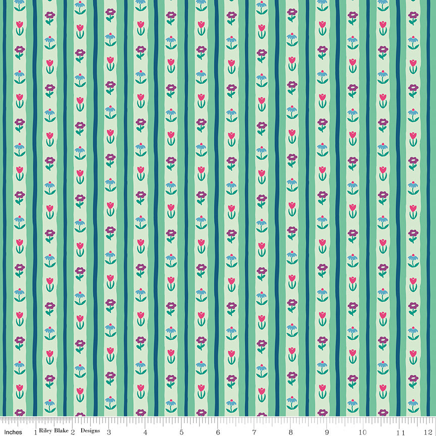 The Genesis of a Journey Bavarian Mint by Genesis Hall for Riley Blake Designs, C16934-MINT, 1/2 yard increments