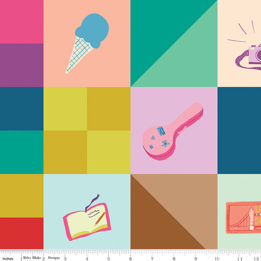 The Genesis of a Journey Memories Made Cheater Print Multi by Genesis Hall for Riley Blake Designs, C16935-MULTI, 1/2 yard increments