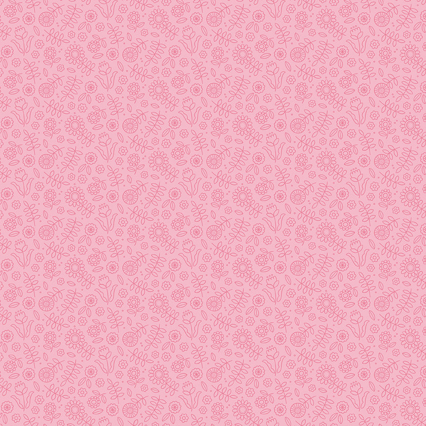 Little Darlin' Tonal Floral Pink by Riley Blake Designers, C16972-PINK, 1/2 yard increments