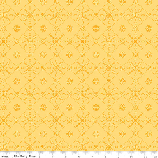 Little Darlin' Folk Tile Yellow by Riley Blake Designers, C16973-YELLOW, 1/2 yard increments