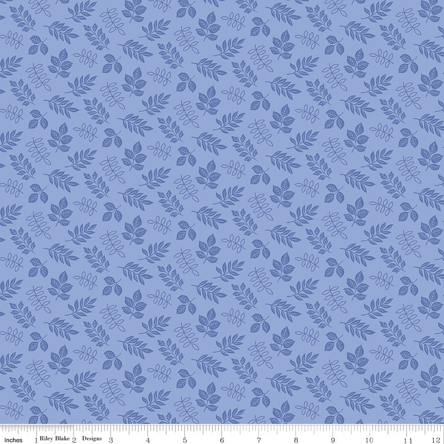 Little Darlin' Leaves Periwinkle by Riley Blake Designers, C16974-PERIWINKLE, 1/2 yard increments