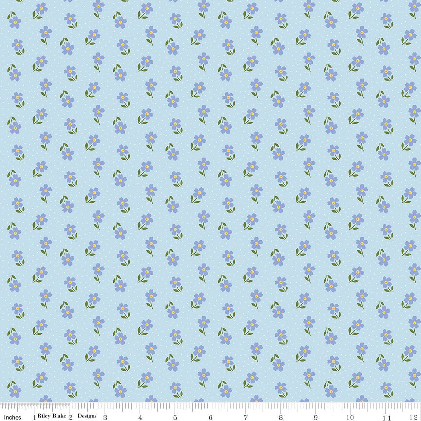 Little Darlin' Ditsy Blue by Riley Blake Designers, C16975-BLUE, 1/2 yard increments