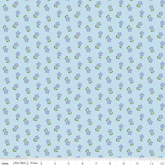 Little Darlin' Ditsy Blue by Riley Blake Designers, C16975-BLUE, 1/2 yard increments
