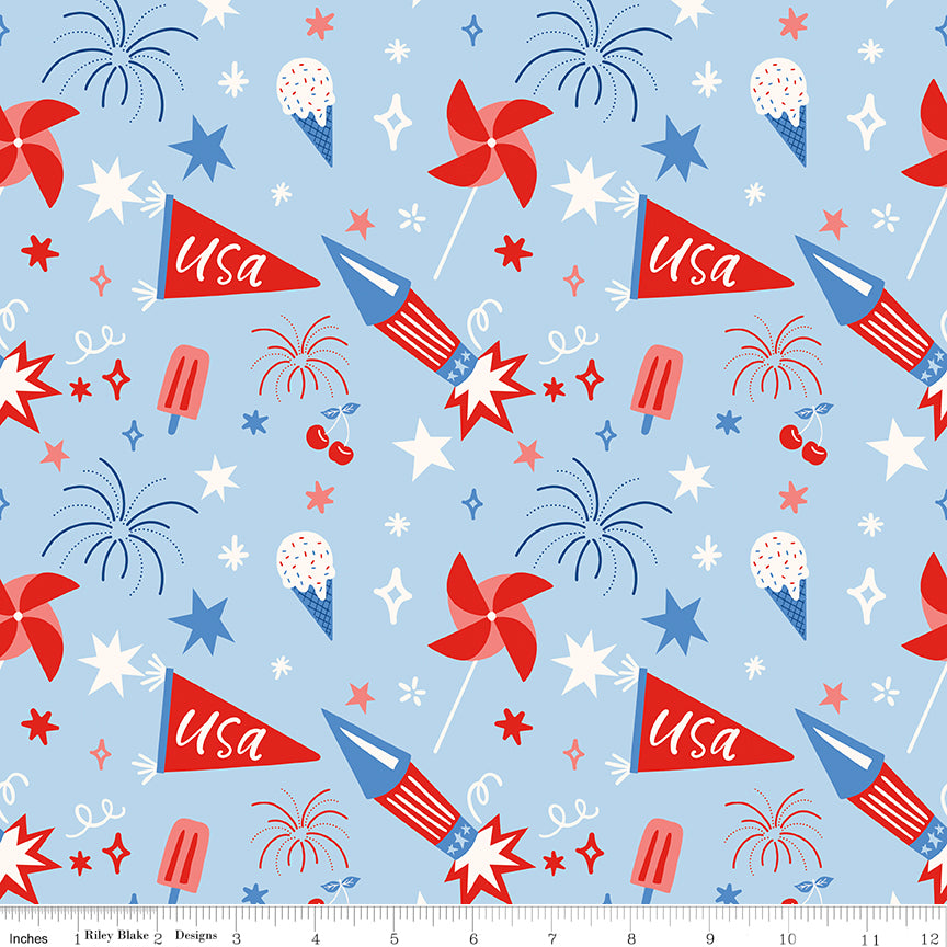 Firecracker Main Frost by My Mind's Eye for Riley Blake Fabrics, C17200-FROST, 1/2 yard increments