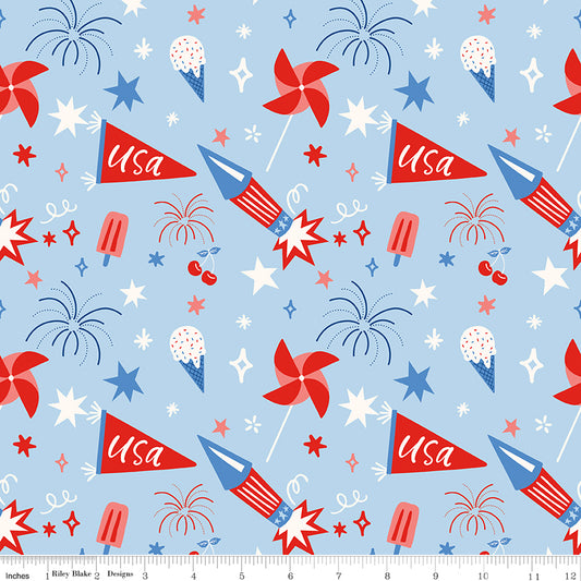 Firecracker Main Frost by My Mind's Eye for Riley Blake Fabrics, C17200-FROST, 1/2 yard increments