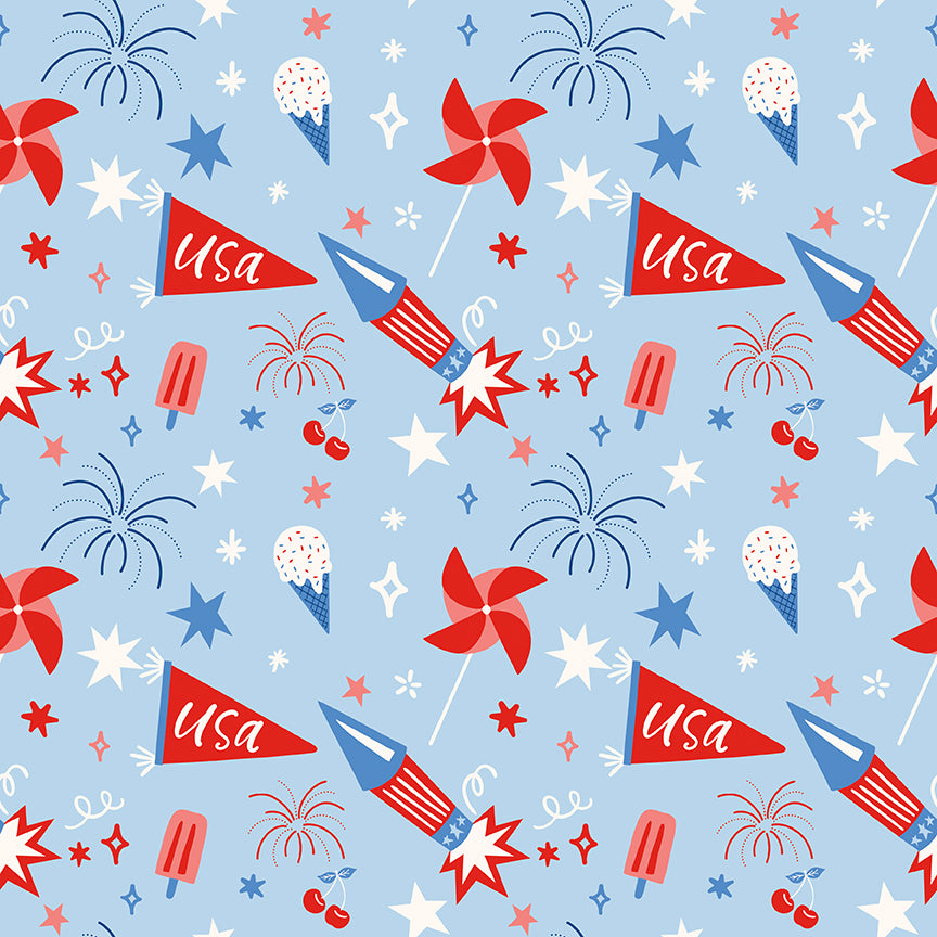 Firecracker Main Frost by My Mind's Eye for Riley Blake Fabrics, C17200-FROST, 1/2 yard increments