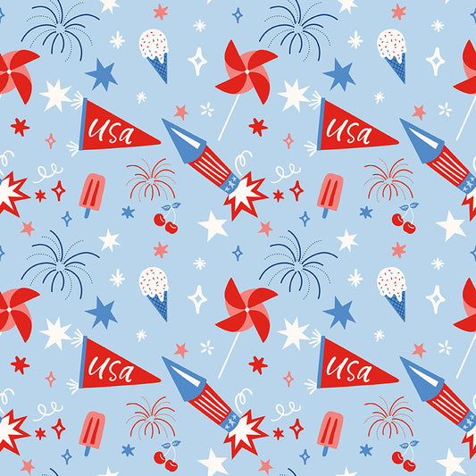 Firecracker Main Frost by My Mind's Eye for Riley Blake Fabrics, C17200-FROST, 1/2 yard increments