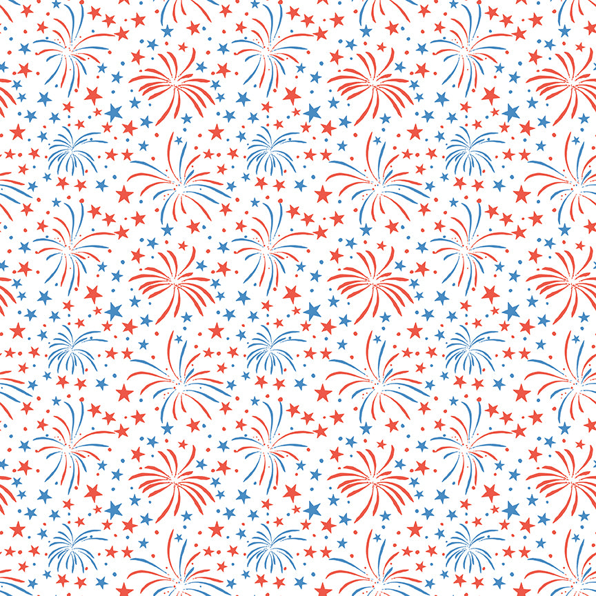 Firecracker Fireworks White by My Mind's Eye for Riley Blake Fabrics, C17201-WHITE, 1/2 yard increments