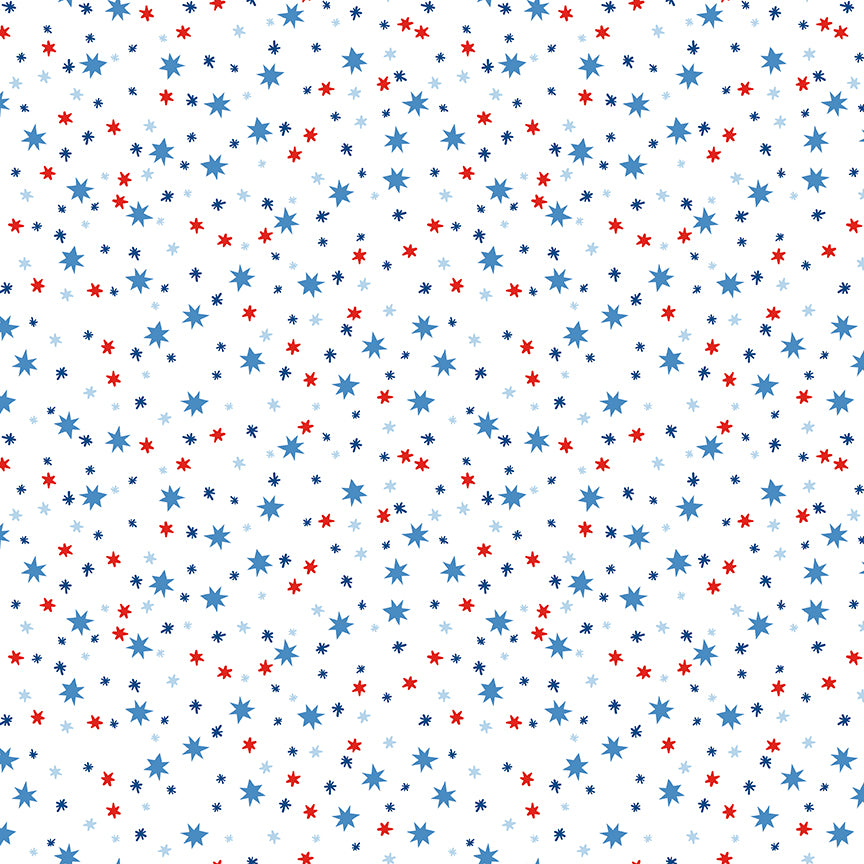Firecracker Stars White by My Mind's Eye for Riley Blake Fabrics, C17204-WHITE, 1/2 yard increments