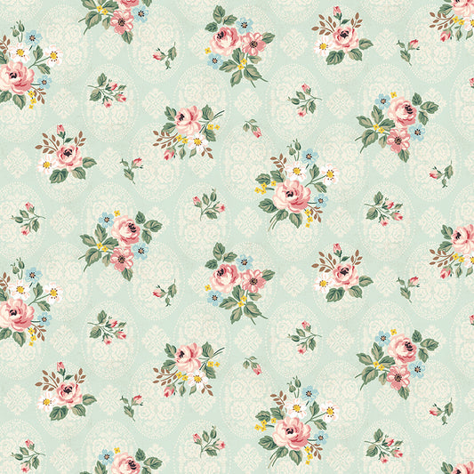Rose & Violet's Bouquet des Fleurs Posy Mint for Riley Blake Designs, C17291-MINT, 1/2 yard increments