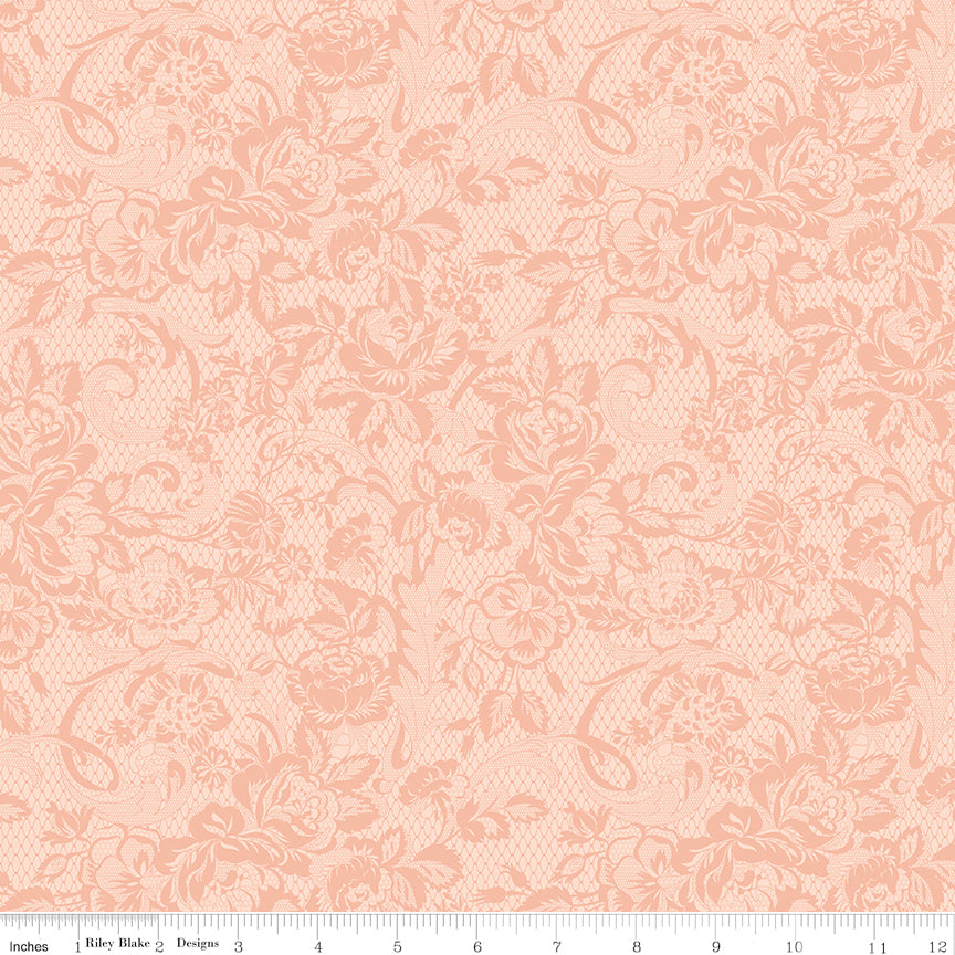 Rose & Violet's Bouquet des Fleurs Lace Blush for Riley Blake Designs, C17292-BLUSH, 1/2 yard increments