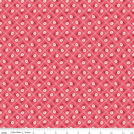 Berry & Sage Calico Tea Rose by Lori Holt for Riley Blake Fabrics C17384-TEAROSE, 1/2 yard increments