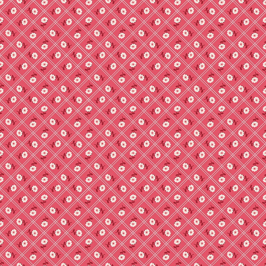 Berry & Sage Calico Tea Rose by Lori Holt for Riley Blake Fabrics C17384-TEAROSE, 1/2 yard increments