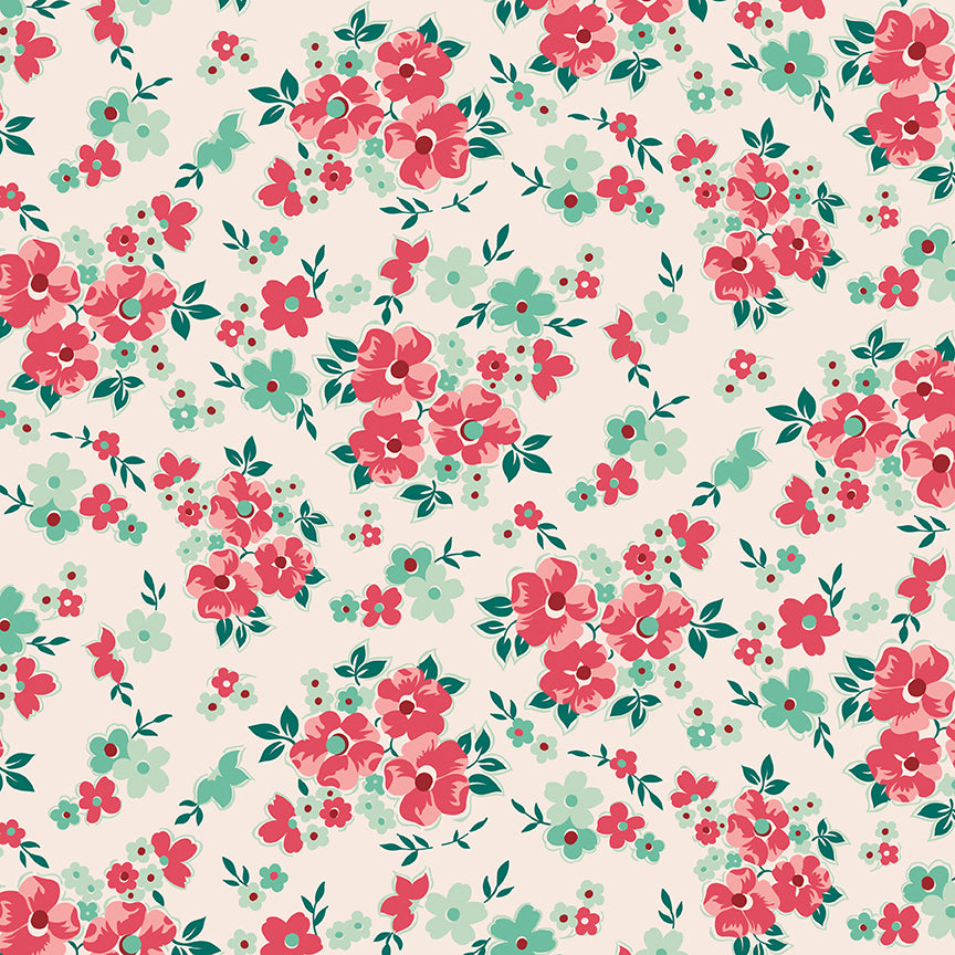 Berry & Sage Floral Latte by Lori Holt for Riley Blake Fabrics C17388-LATTE, 1/2 yard increments