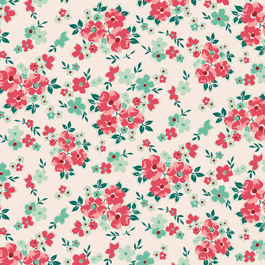Berry & Sage Floral Latte by Lori Holt for Riley Blake Fabrics C17388-LATTE, 1/2 yard increments