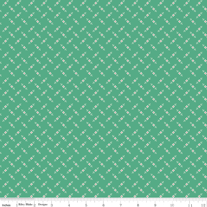 Berry & Sage Flower Bud Alpine by Lori Holt for Riley Blake Fabrics C17392-ALPINE, 1/2 yard increments