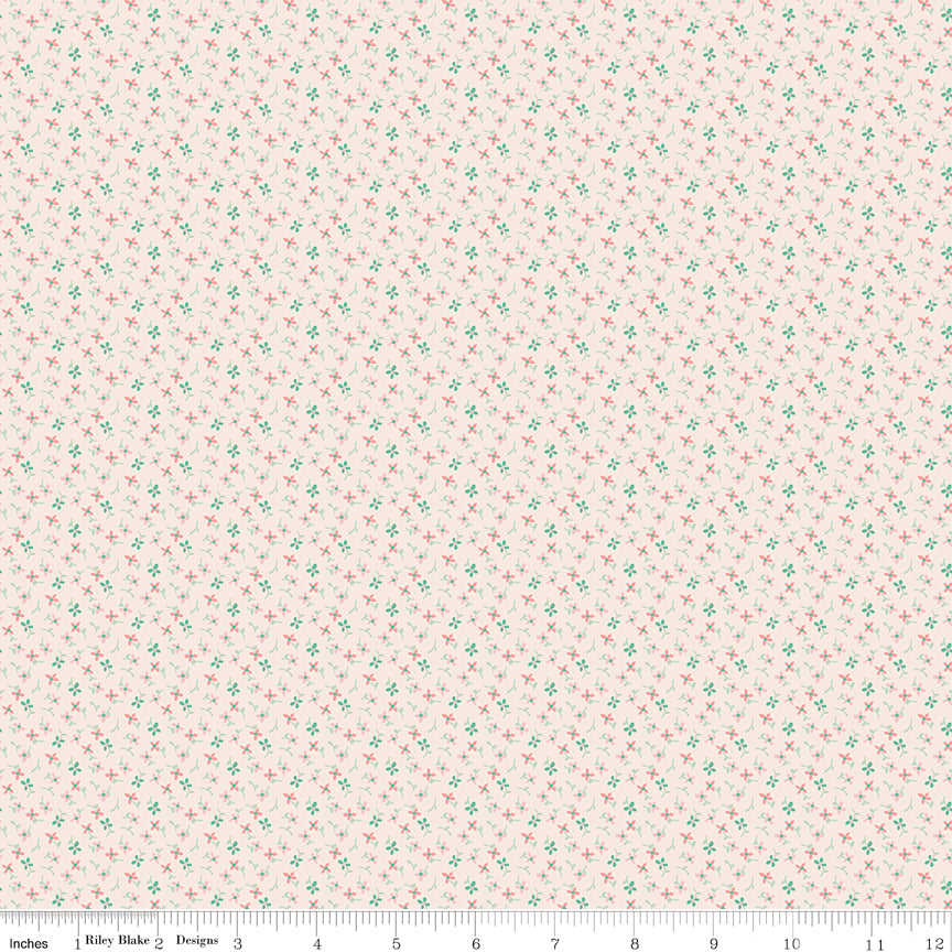 Berry & Sage Wildflowers Latte by Lori Holt for Riley Blake Fabrics C17400-LATTE, 1/2 yard increments
