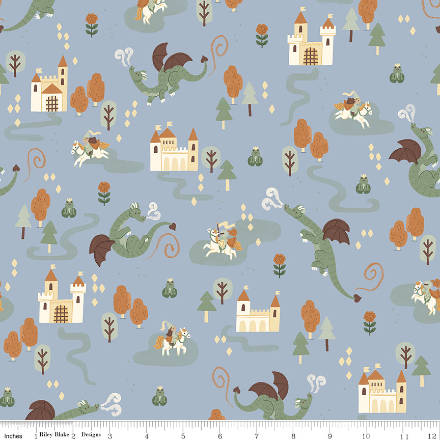 Faraway Kingdom Main Sky by Natàlia Juan Abelló for Riley Blake Designs, C17430-SKY, 1/2 yard increments