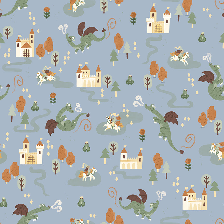 Faraway Kingdom Main Sky by Natàlia Juan Abelló for Riley Blake Designs, C17430-SKY, 1/2 yard increments