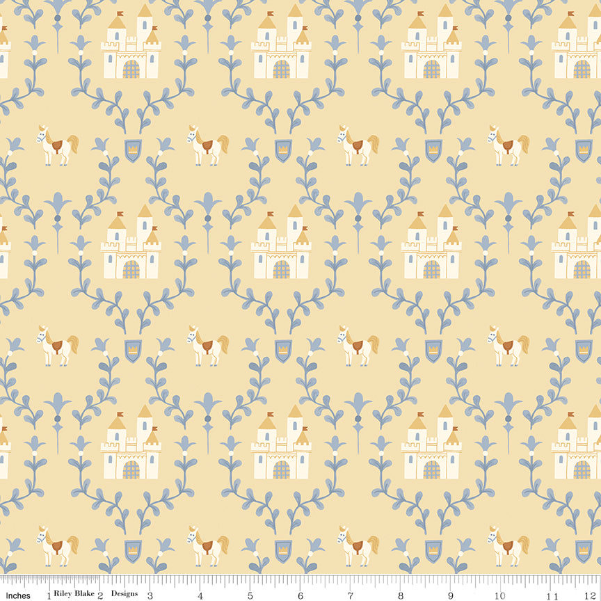 Faraway Kingdom Enchanted Castle Sunlight by Natàlia Juan Abelló for Riley Blake Designs, C17431-SUNLIGHT, 1/2 yard increments