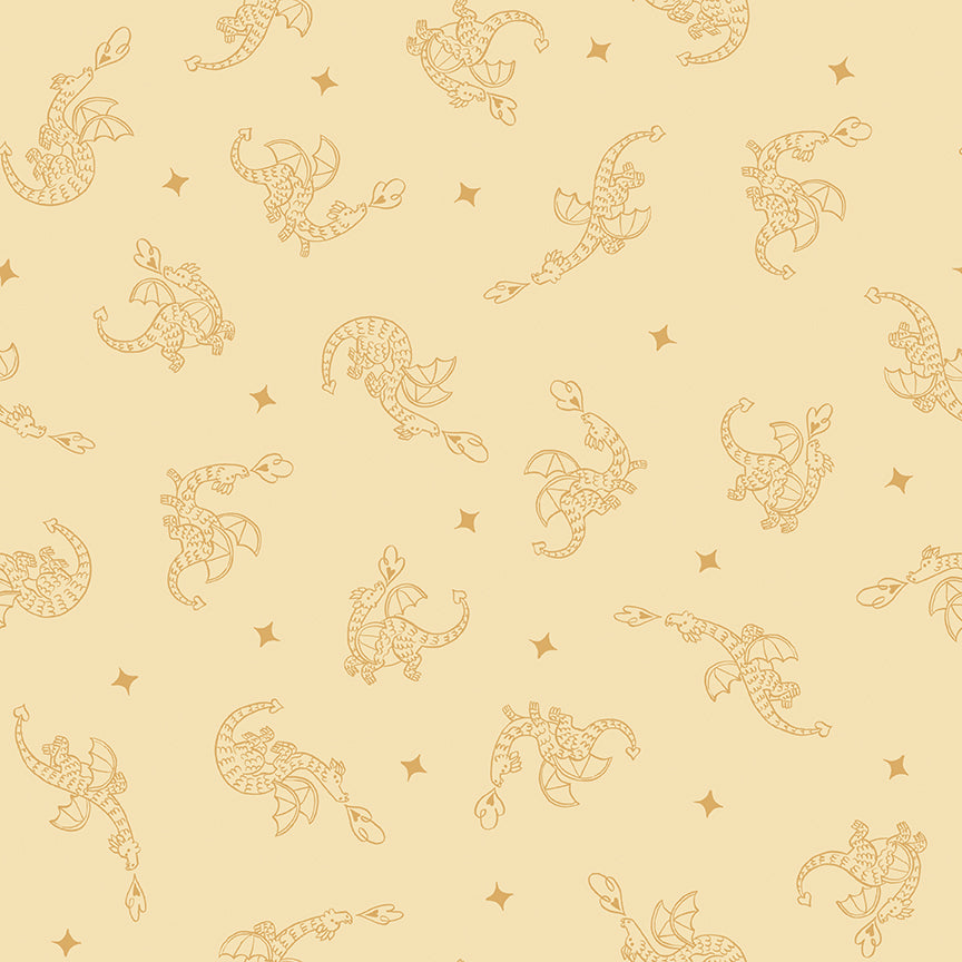 Faraway Kingdom Dragon Flight Sunlight by Natàlia Juan Abelló for Riley Blake Designs, C17432-SUNLIGHT, 1/2 yard increments