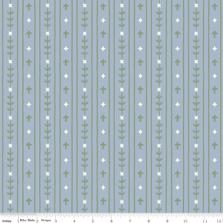 Faraway Kingdom Royal Stripe Sky by Natàlia Juan Abelló for Riley Blake Designs, C17433-SKY, 1/2 yard increments