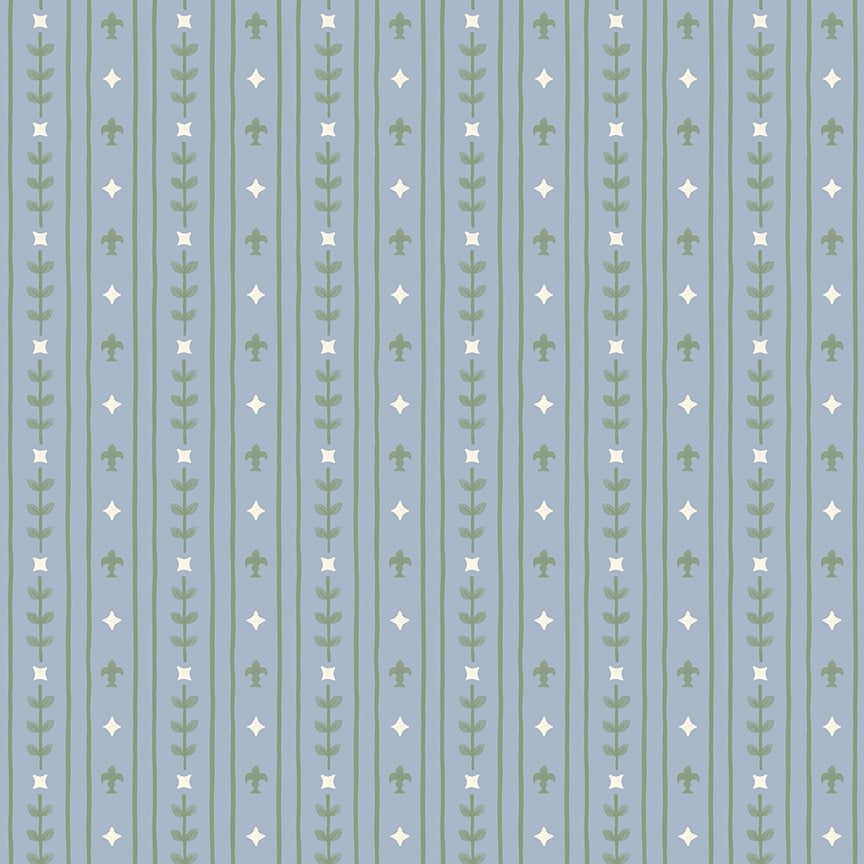 Faraway Kingdom Royal Stripe Sky by Natàlia Juan Abelló for Riley Blake Designs, C17433-SKY, 1/2 yard increments