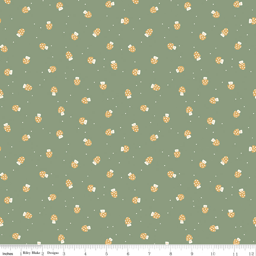 Faraway Kingdom Mushroom Cheer Forest by Natàlia Juan Abelló for Riley Blake Designs, C17435-FOREST, 1/2 yard increments