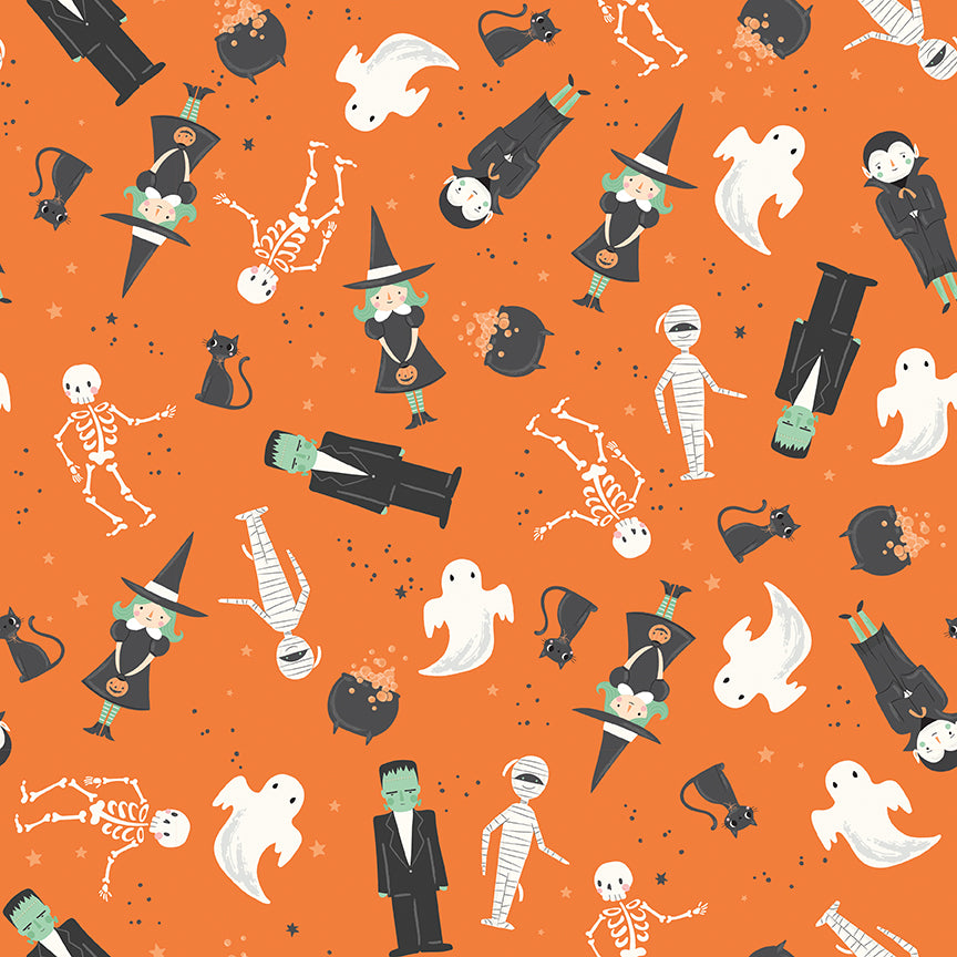 Frank and Friends Main Orange by My Mind's Eye for Riley Blake Fabrics C17470-ORANGE, 1/2 yard increments