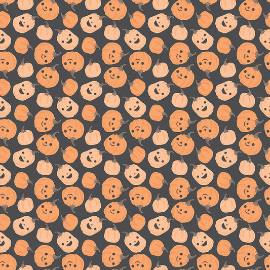 Frank and Friends Pumpkins Charcoal by My Mind's Eye for Riley Blake Fabrics C17472-CHARCOAL, 1/2 yard increments