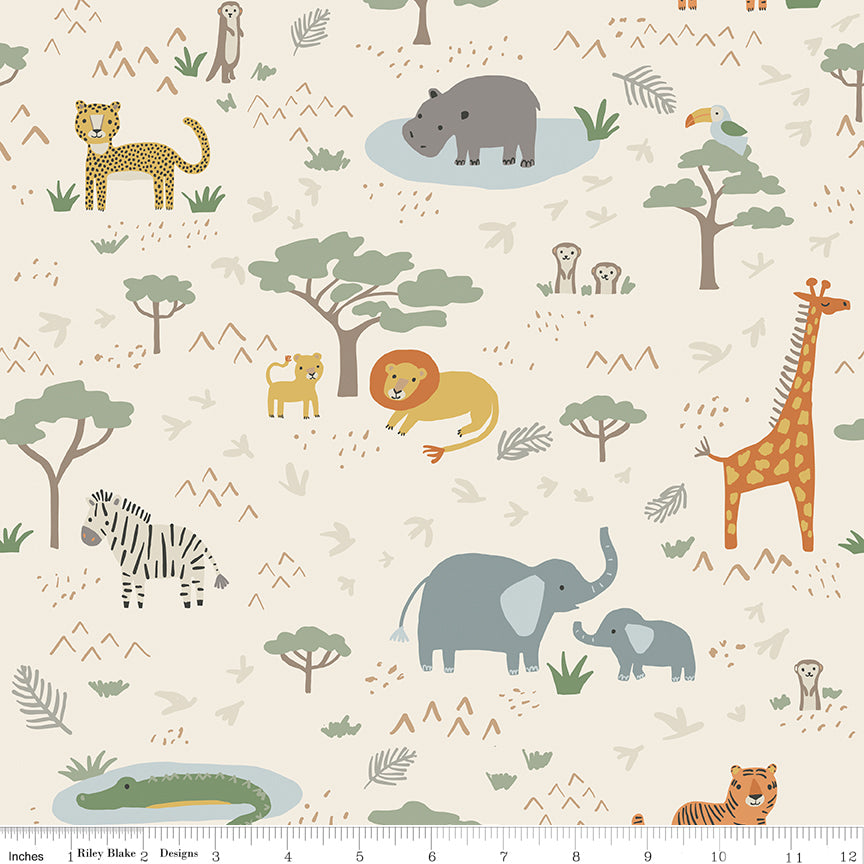 Leo & Savannah Main Cream by Denna Rutter for Riley Blake Designs, C17540-CREAM, 1/2 yard increments