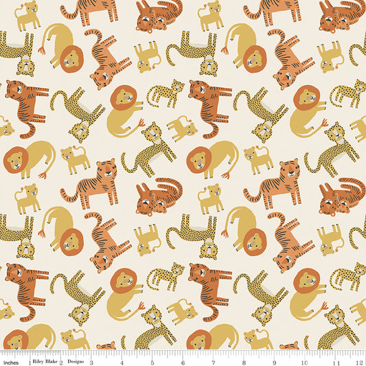 Leo & Savannah Animal Toss Cream by Denna Rutter for Riley Blake Designs, C17541-CREAM, 1/2 yard increments