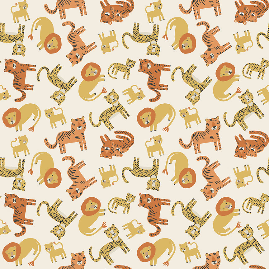 Leo & Savannah Animal Toss Cream by Denna Rutter for Riley Blake Designs, C17541-CREAM, 1/2 yard increments