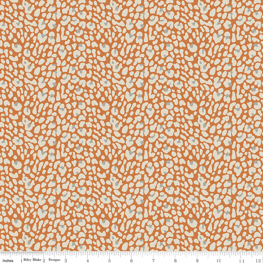 Leo & Savannah Leopard Orange by Denna Rutter for Riley Blake Designs, C17544-ORANGE, 1/2 yard increments