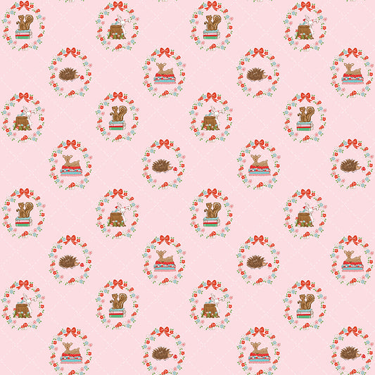 Whimsical Woodland Animals Pink by Tasha Noel for Riley Blake Fabrics C17641-PINK, 1/2 yard increments