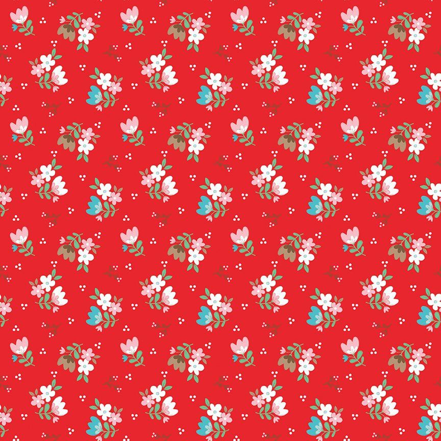 Whimsical Woodland Floral Red by Tasha Noel for Riley Blake Fabrics C17642-RED, 1/2 yard increments