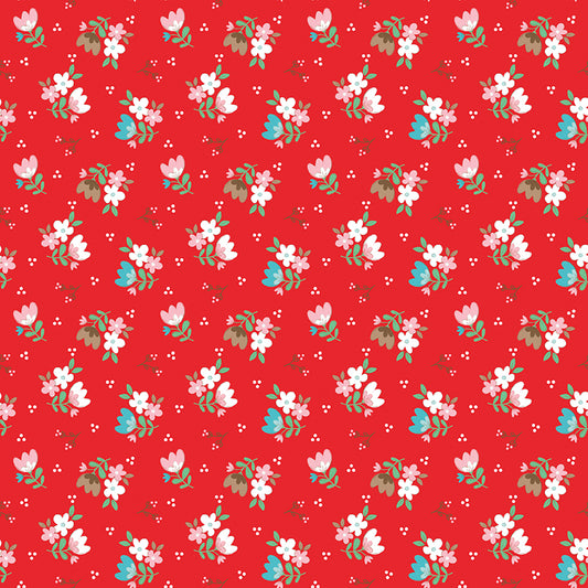 Whimsical Woodland Floral Red by Tasha Noel for Riley Blake Fabrics C17642-RED, 1/2 yard increments