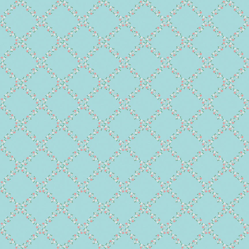 Whimsical Woodland Lattice Aqua by Tasha Noel for Riley Blake Fabrics C17643-AQUA, 1/2 yard increments