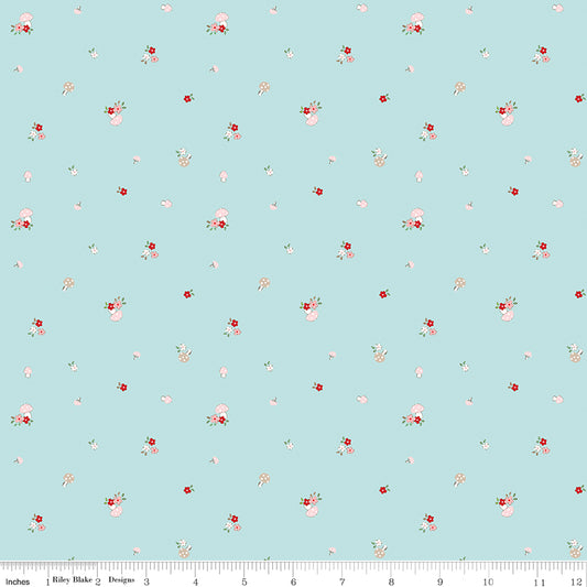 Whimsical Woodland Mushrooms Aqua by Tasha Noel for Riley Blake Fabrics C17644-AQUA, 1/2 yard increments