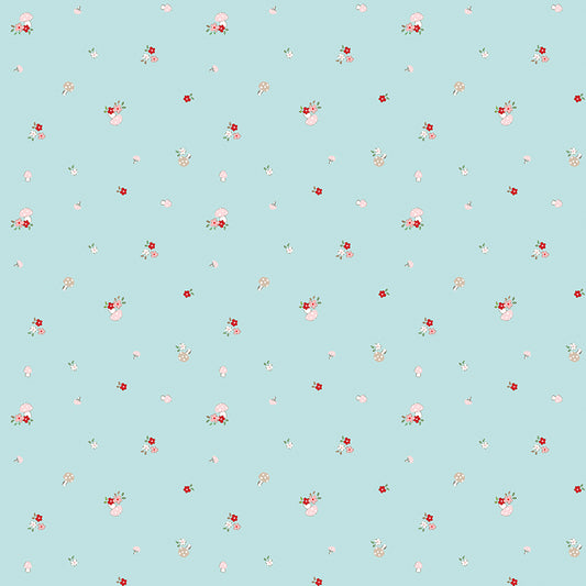Whimsical Woodland Mushrooms Aqua by Tasha Noel for Riley Blake Fabrics C17644-AQUA, 1/2 yard increments