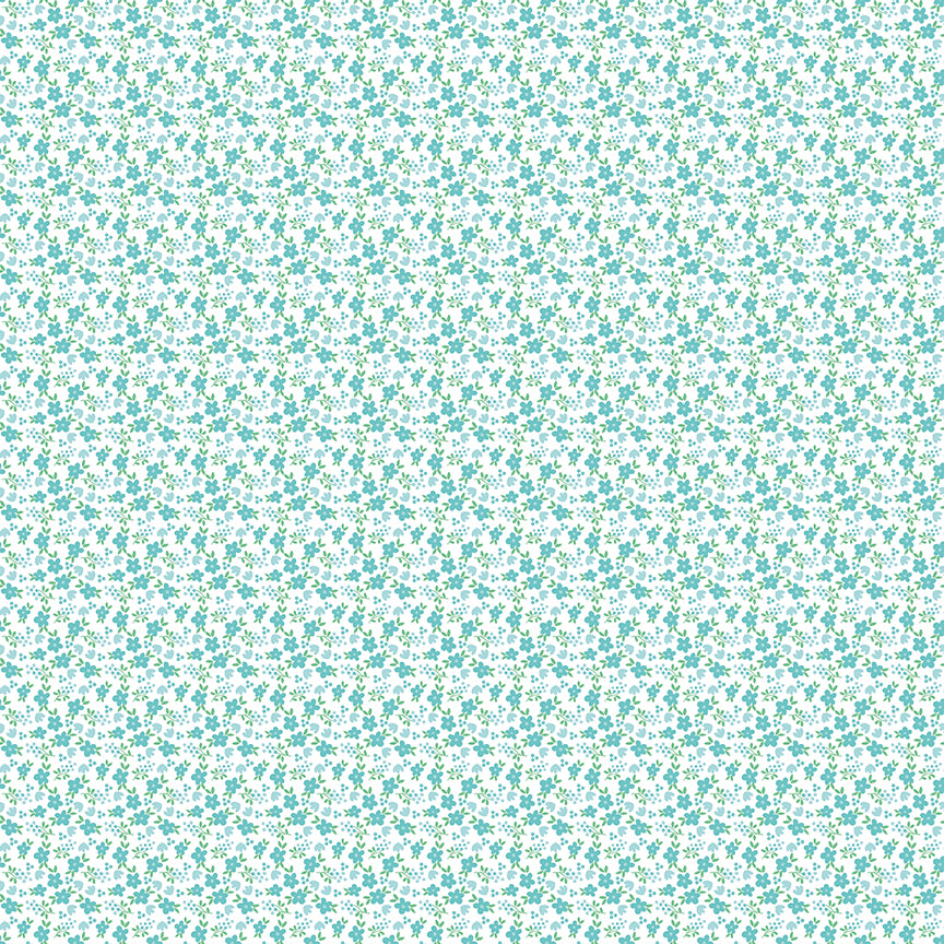Whimsical Woodland Mini Florals Aqua by Tasha Noel for Riley Blake Fabrics C17645-AQUA, 1/2 yard increments