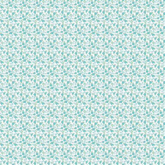 Whimsical Woodland Mini Florals Aqua by Tasha Noel for Riley Blake Fabrics C17645-AQUA, 1/2 yard increments
