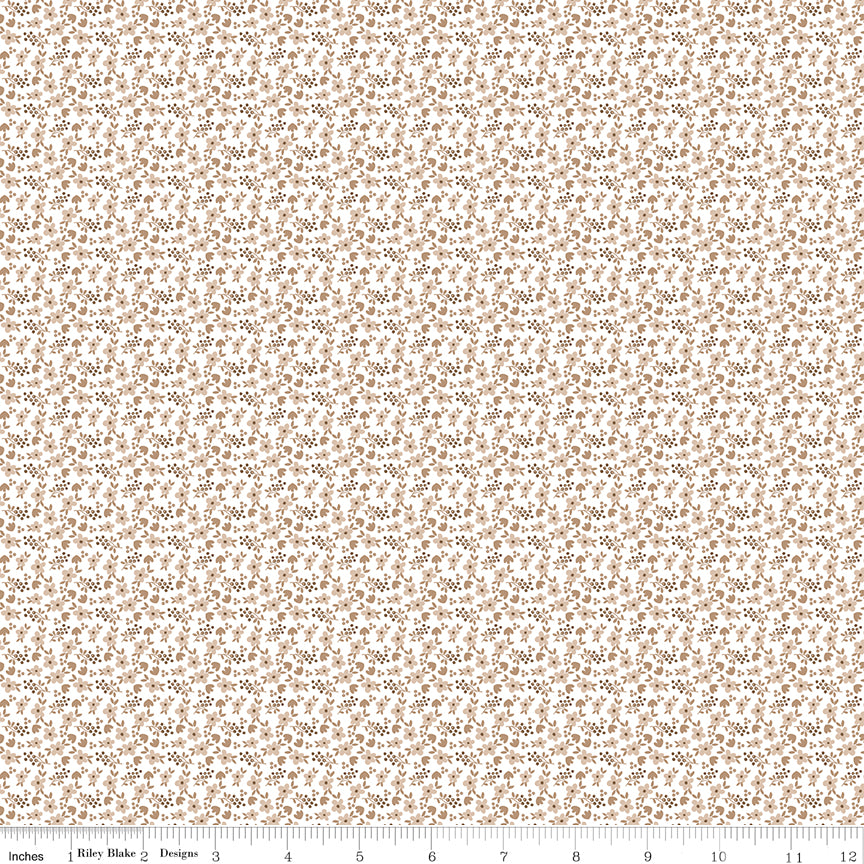 Whimsical Woodland Mini Florals Natural by Tasha Noel for Riley Blake Fabrics C17645-NATURAL, 1/2 yard increments