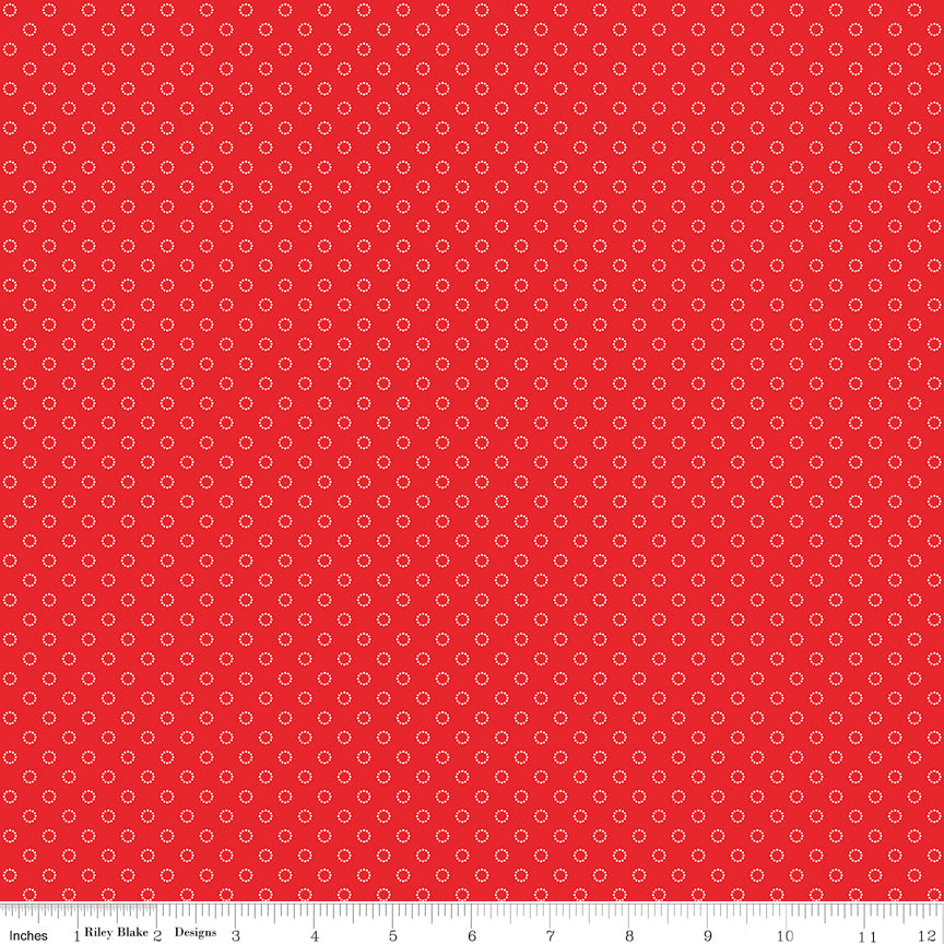 Whimsical Woodland Circle Dots Red by Tasha Noel for Riley Blake Fabrics C17647-RED, 1/2 yard increments