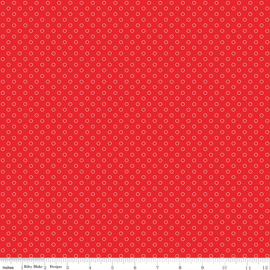 Whimsical Woodland Circle Dots Red by Tasha Noel for Riley Blake Fabrics C17647-RED, 1/2 yard increments